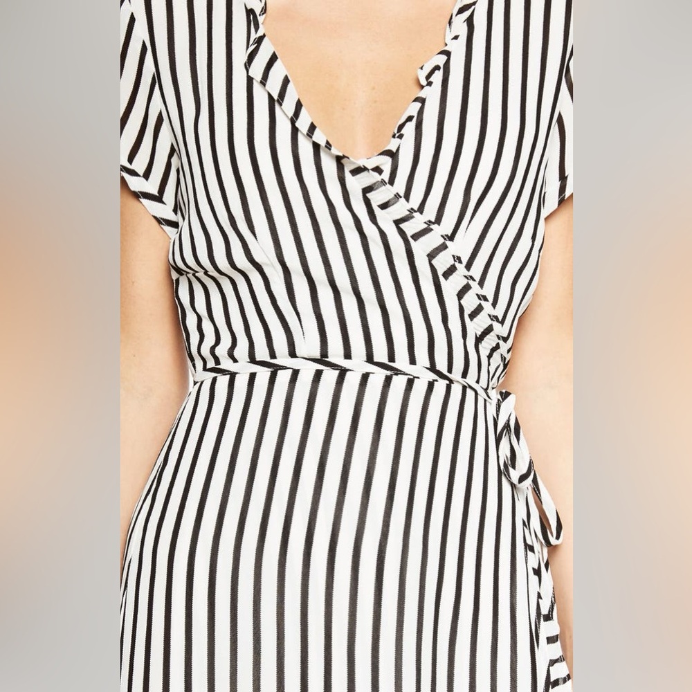 Bardot Aide Striped Midi Wrap Dress Women’s Size Large - Picture 5 of 16